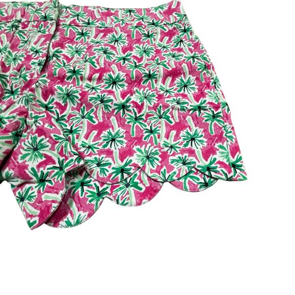 Crown & Ivy cotton stretch Shelby shorts sz 8 pink & green scalloped hem pockets - Picture 5 of 8